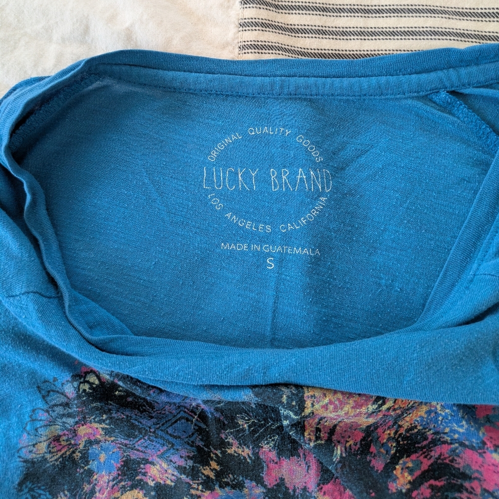 Lucky Brand Bright Blue Cotton Blend Colorful Lion Shirt - Picture 5 of 8